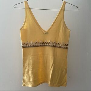 *read info* J Crew yellow wool tank top with beaded empire waist